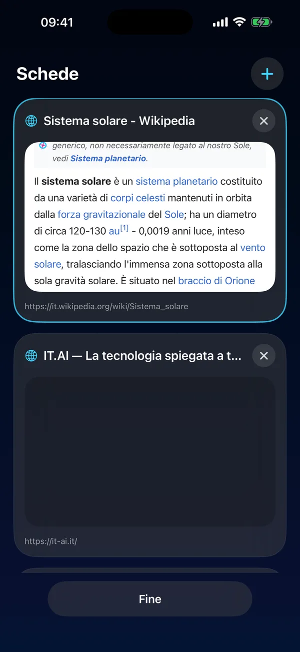 Le schede con l'anteprima